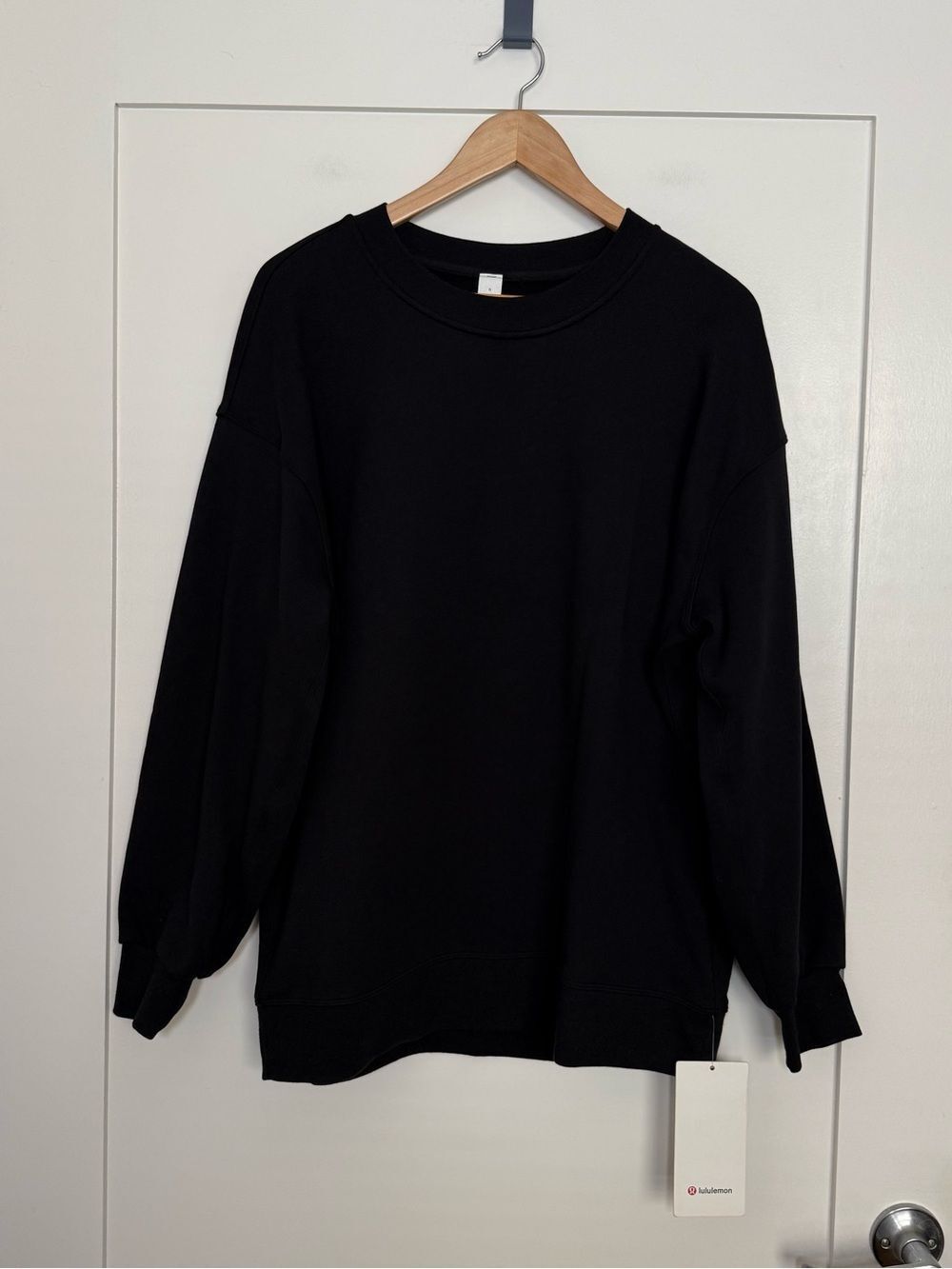 Lululemon Perfect Oversized Crew Sweatshirt Womens Sz 6 Black French Terry Comfy